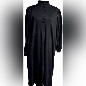 Vtg. J.Jill Maxi chic Pleated Dress Pockets Mock Neck Cotton CBK style Size M